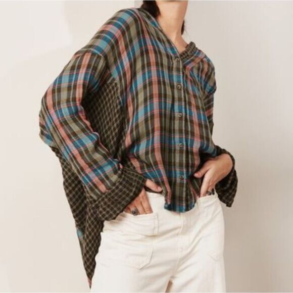 NWT FREE PEOPLE PLAID SHIRT XS - Picture 4 of 4